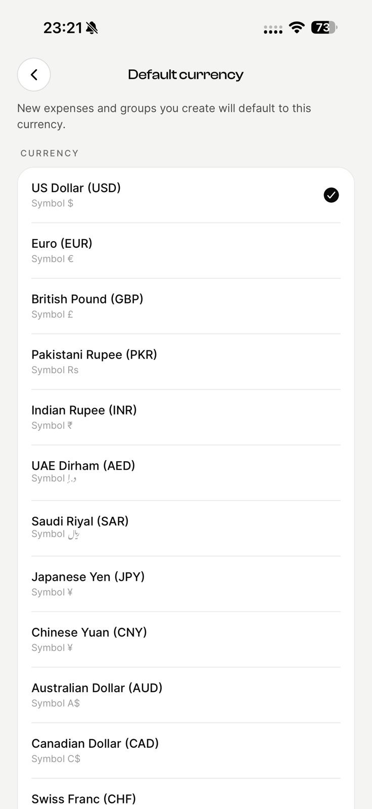 Split in any currency