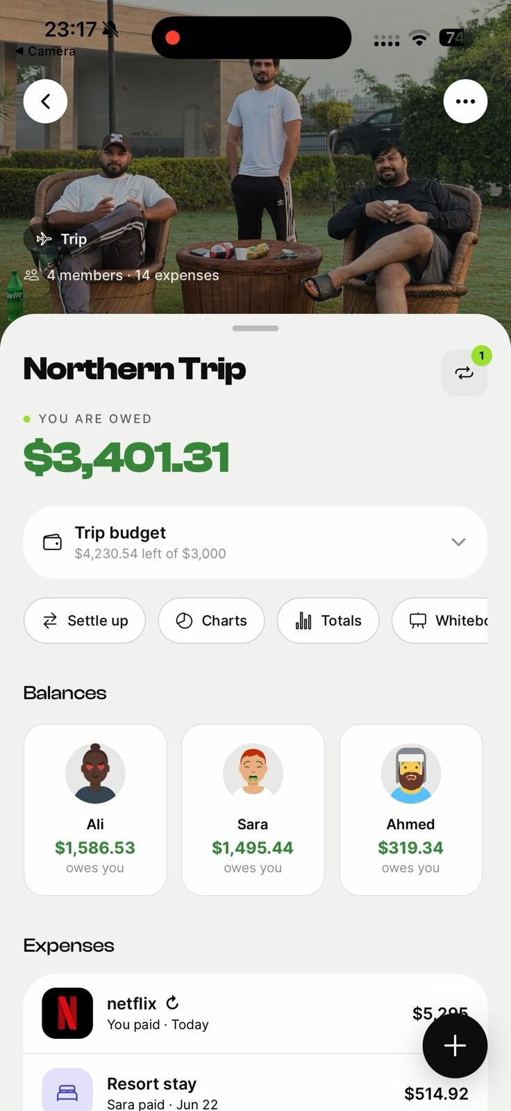 Group expenses in EconoGlance