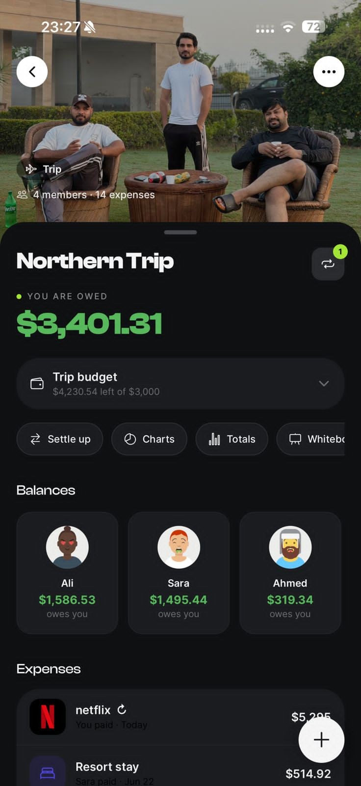 EconoGlance splitting a bill